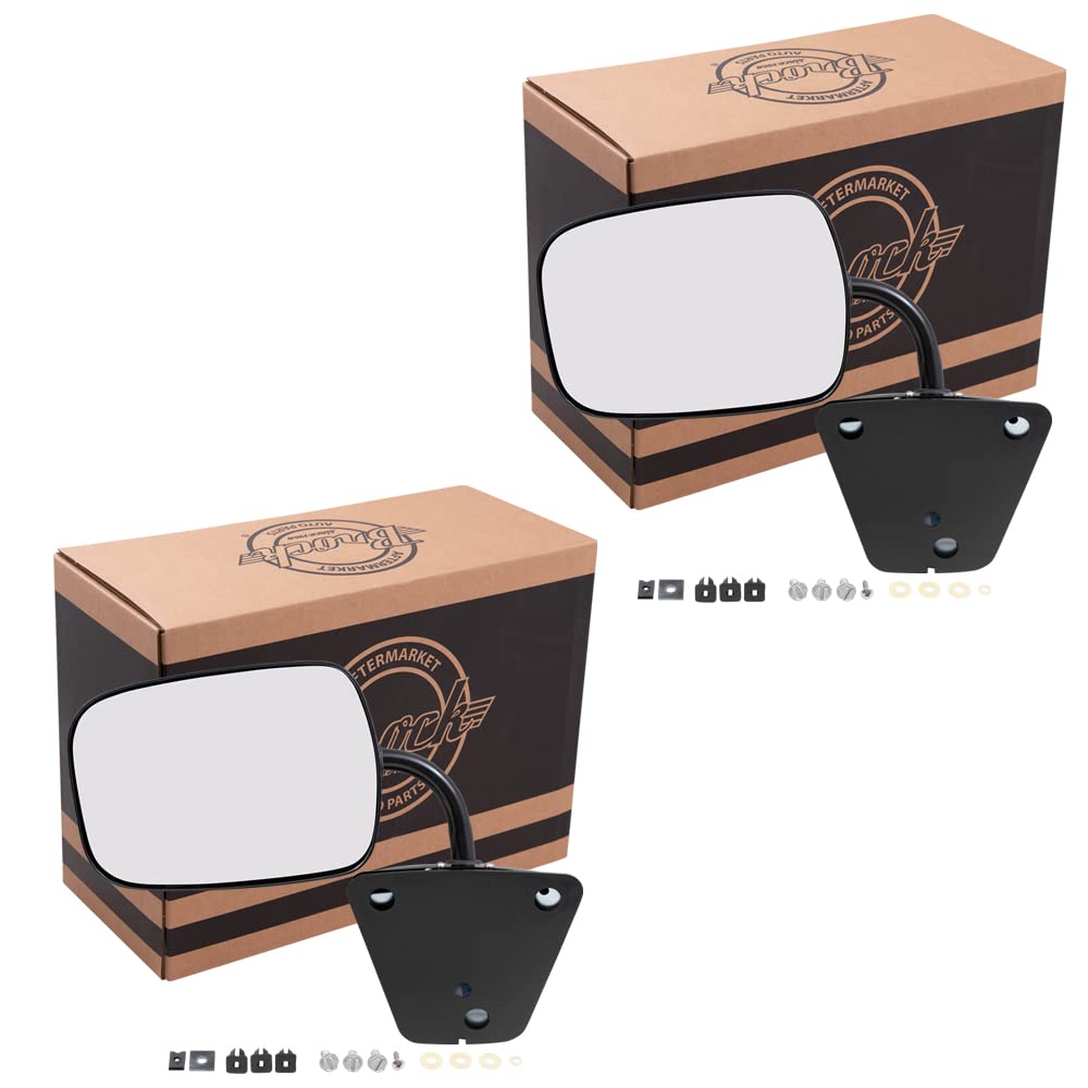 Brock Replacement Driver And Passenger Side Steel Black Low Mount Manual Mirror Set Compatible With 73-91 Gm Truck
