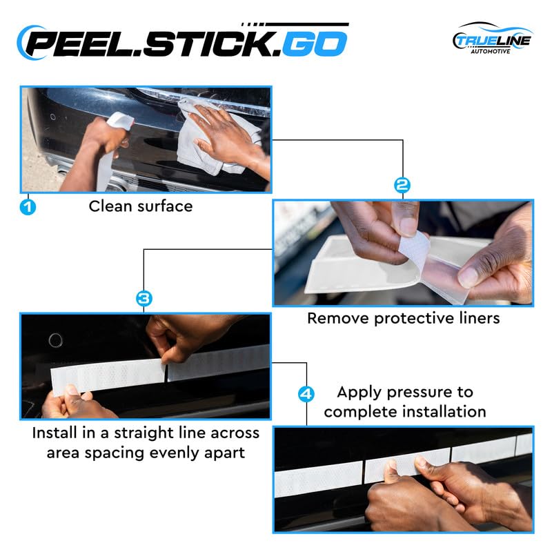 True Line Automotive Rear Trunk Reflective Car Stickers - High-Intensity Car Reflective Stickers - 5 PCS Reflective Stickers for Car, Back Fender Trim Sticker Safety Markers (Silver)