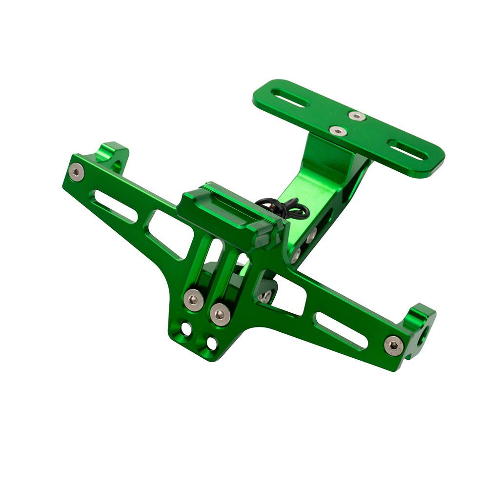 TESWNE Universal Motorcycle LED Light Rear License Plate Holder Adjustable Fender Eliminator Bracket for Yamaha for Kawasaki for