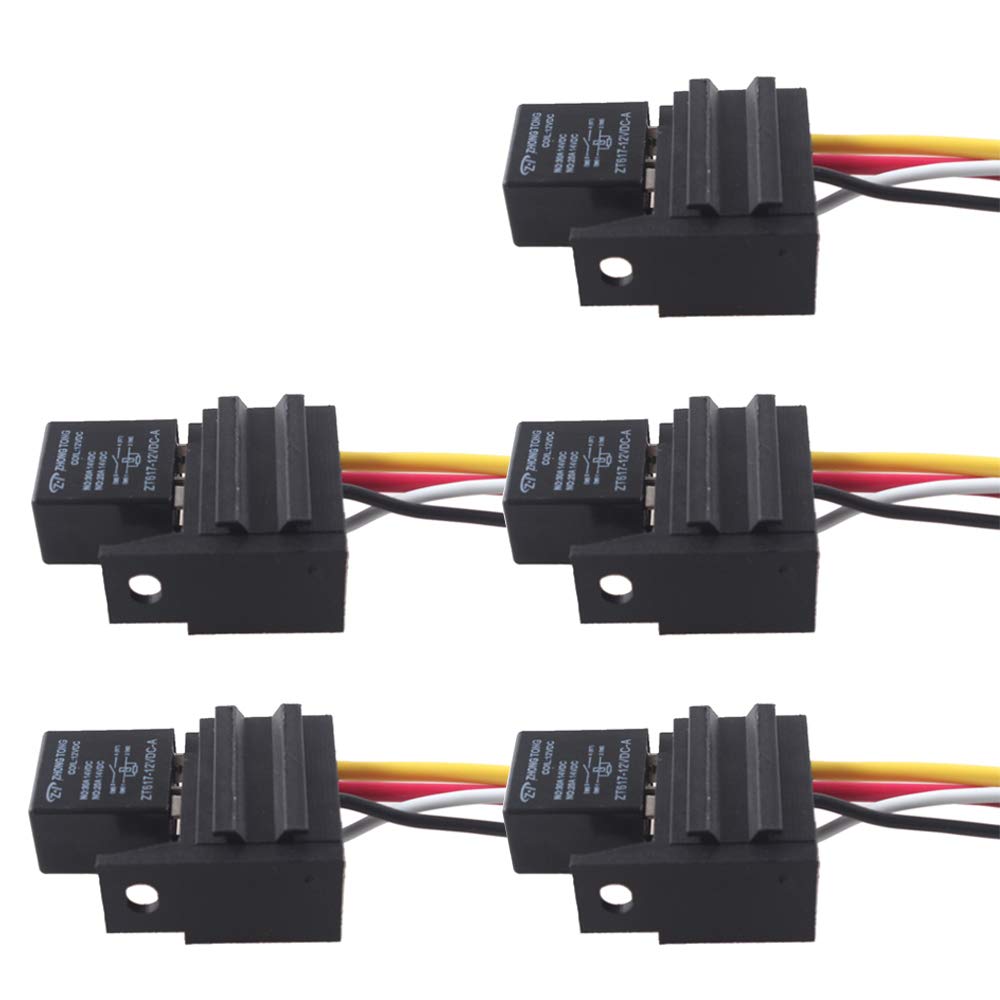 Esupport Heavy Duty Car Automotive Relay 12V 30A Spst 4Pin Socket Plug Pack Of 5