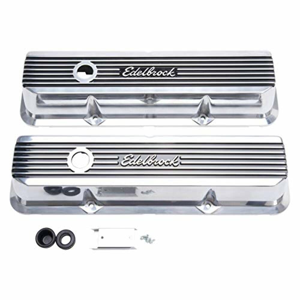 Edelbrock 4277 Elite Ii Series Valve Cover Polished Raised Fins 3.55 In. Overall Height Elite Ii Series Valve Cover