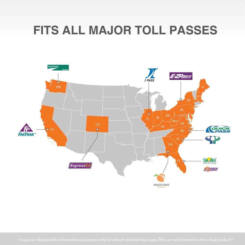 AutoBoxClub EZ Pass Holder for Most US States - UV Protective, Easy to Install and Remove, Fits All Major Toll Passes