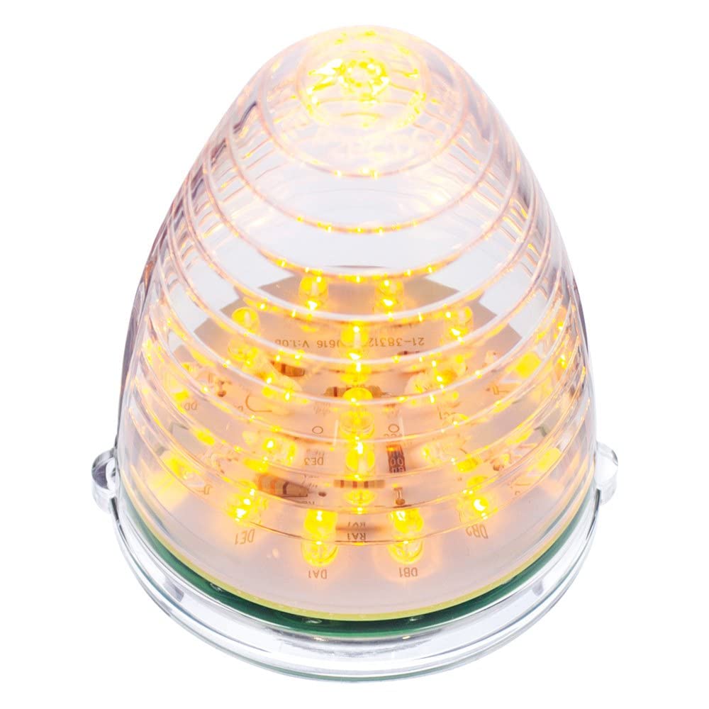 United Pacific 38461 - Truck Cab Light - 19 Led Beehive Grakon 1000 Cab Light - Amber Led/Clear Lens