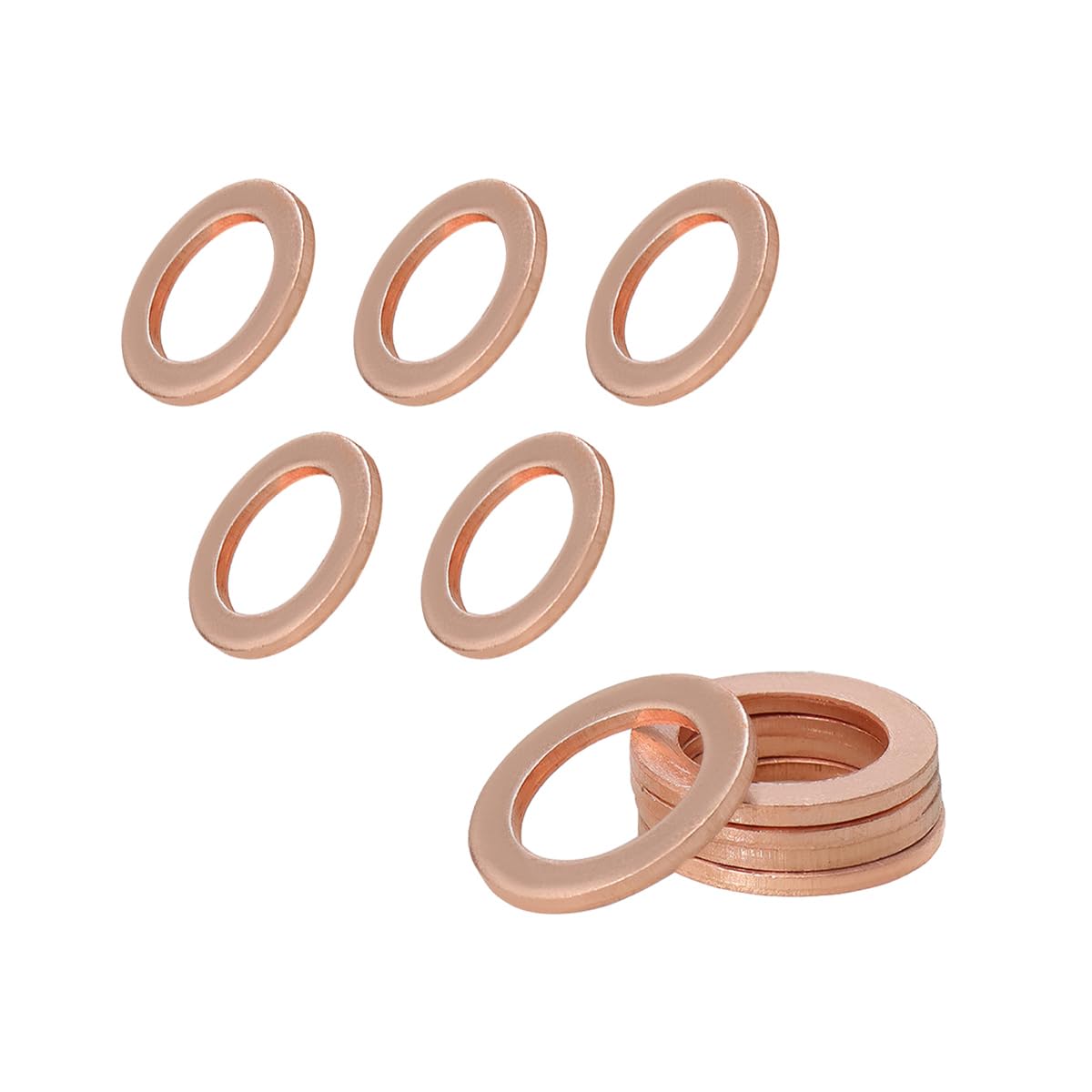 Suvnie 10 PCS Oil Drain Plug Gasket, 14mm Copper Oil Drain Plug Washer Gaskets Seals Replacement, Crush Washer Oil Drain Plug fo