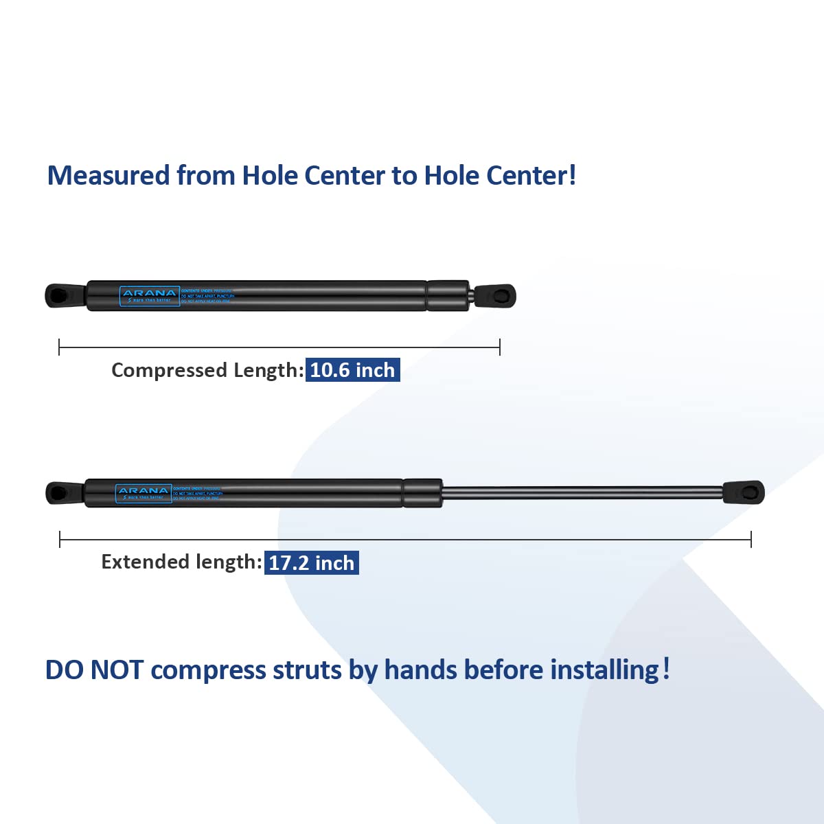 Arana 17 Inch 120 Lb Gas Prop Struts Shocks, 17'' 534 N Gas Springs For Heavy-Duty Are Leer Truck Pickup Heavy Bed Platform Tonn