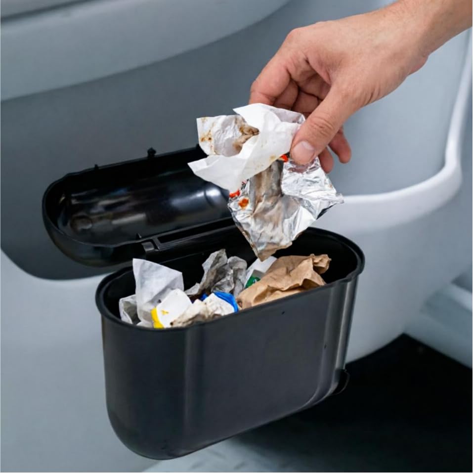 STHIRA Car trash bin with flip lid hanging dustbin for air vent headrest or door compact ABS container