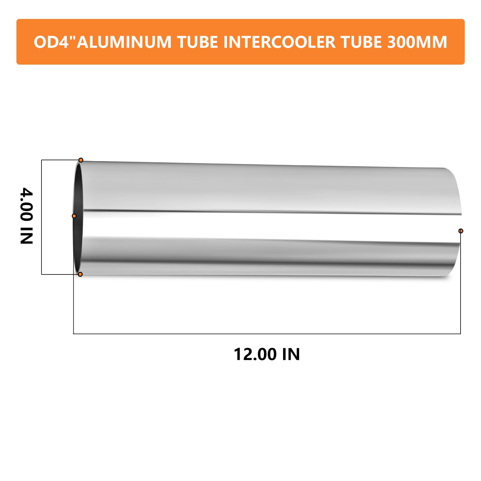 Gasher 2Pcs Aluminum Alloy Tube 4''Od Length 12   (300Mm) Intercooler Pipe For Intake And Cooling Systems