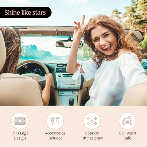 Bling License Plate Frames for Women | Sparkly Rhinestone License Plate Frame Bling Licence Plate Frame Holder Tag Car Plate Fra