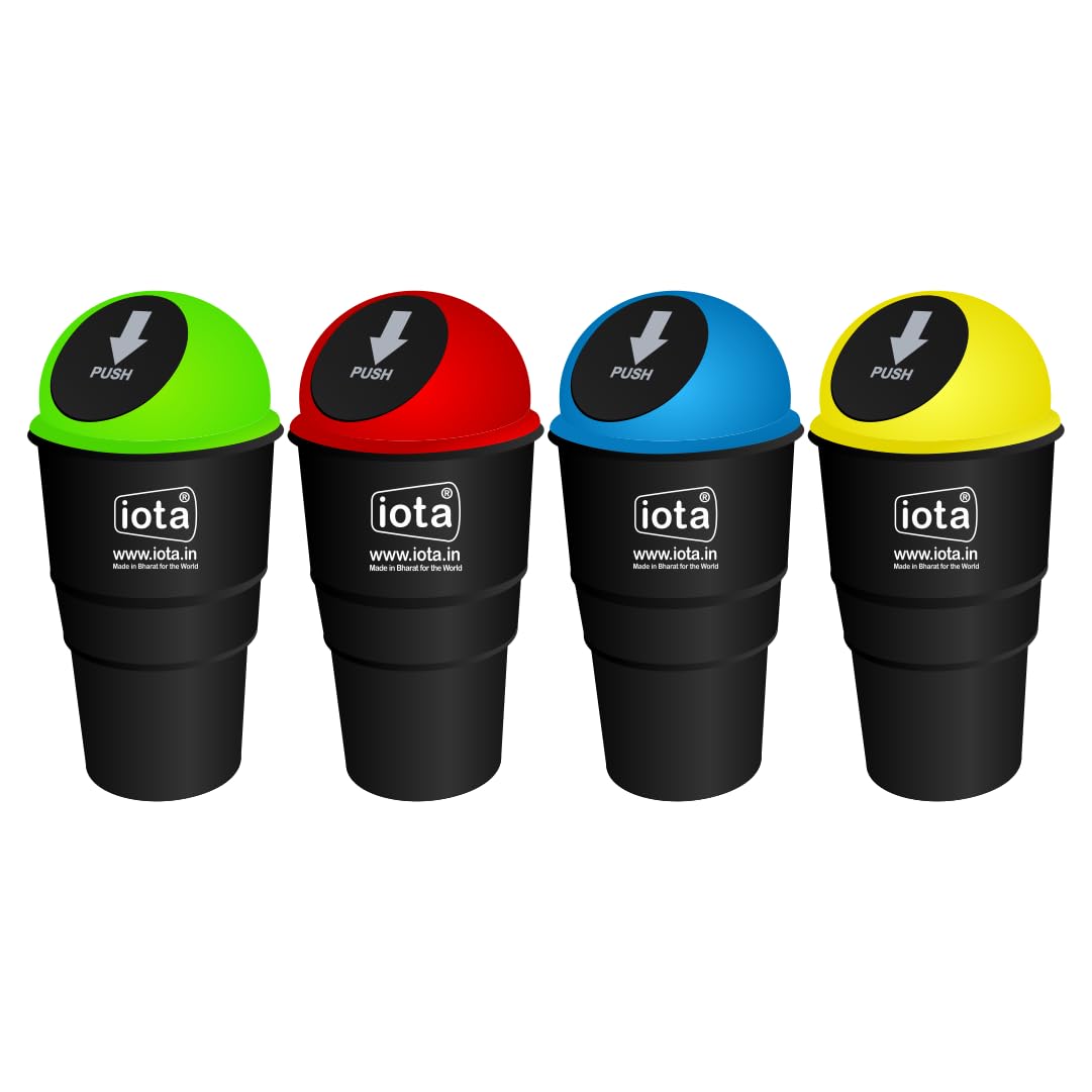 iota Car Dustbin | Portable Trash Bin for Car | Home & Office Bin | Multicolour car bin Pack of4 mini trash bin