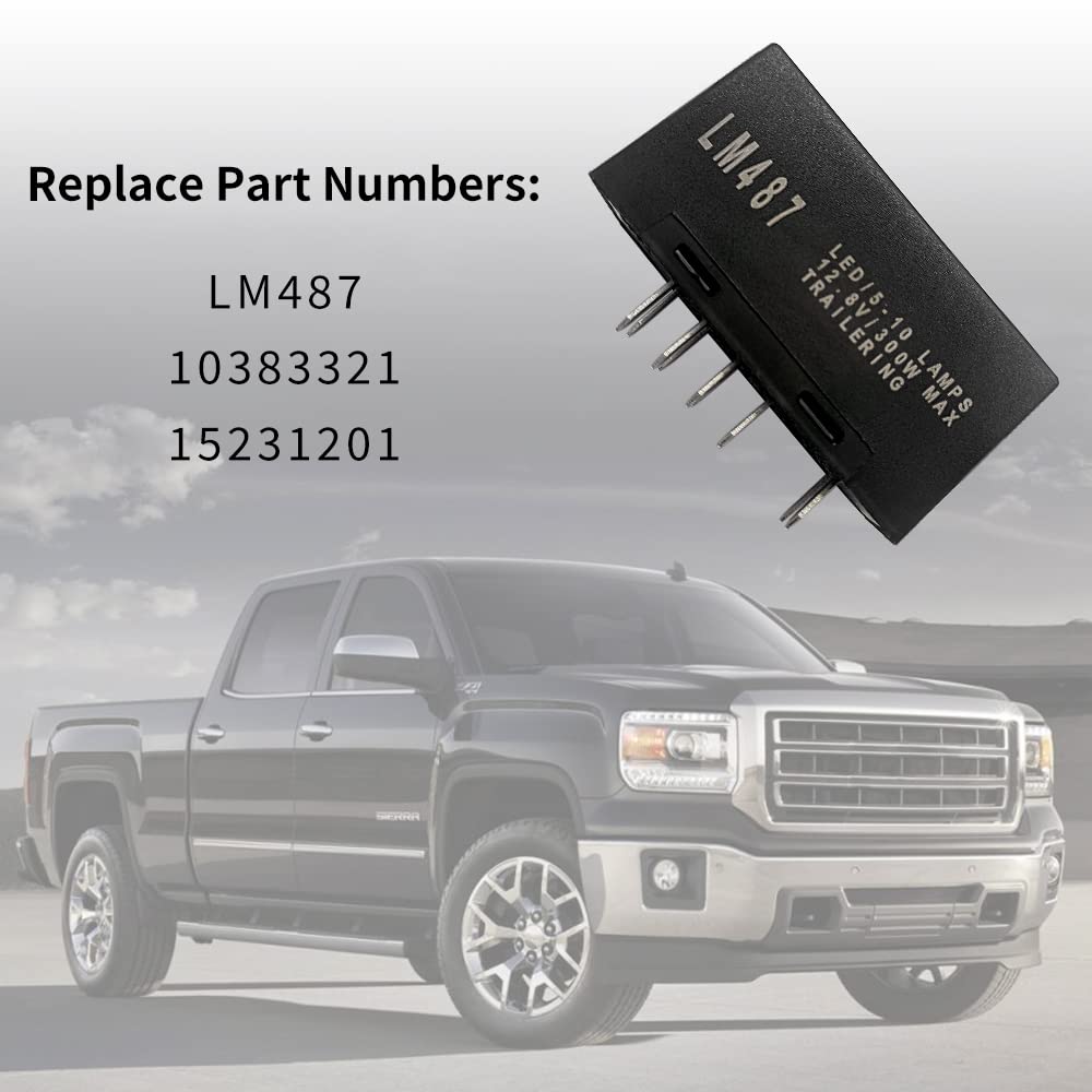 LM487 LED Flasher Relay Fit for GM GMC Chevrolet Silverado 10 Pins Hazard Warning and Turn Signal Flasher Relay Fix Hyper Flash