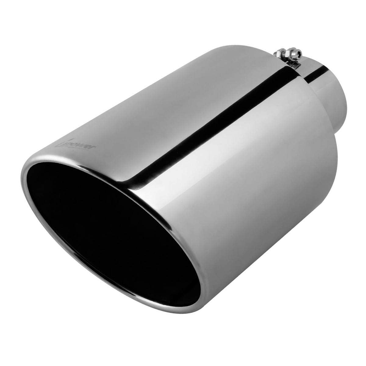 Upower 4 '' To 10 '' Exhaust Tip Mirror Polished 4 Inch Inlet 10 Inch Outlet Exhaust Tailpipe 18 '' Length Bolt-On 45 Degree Ang