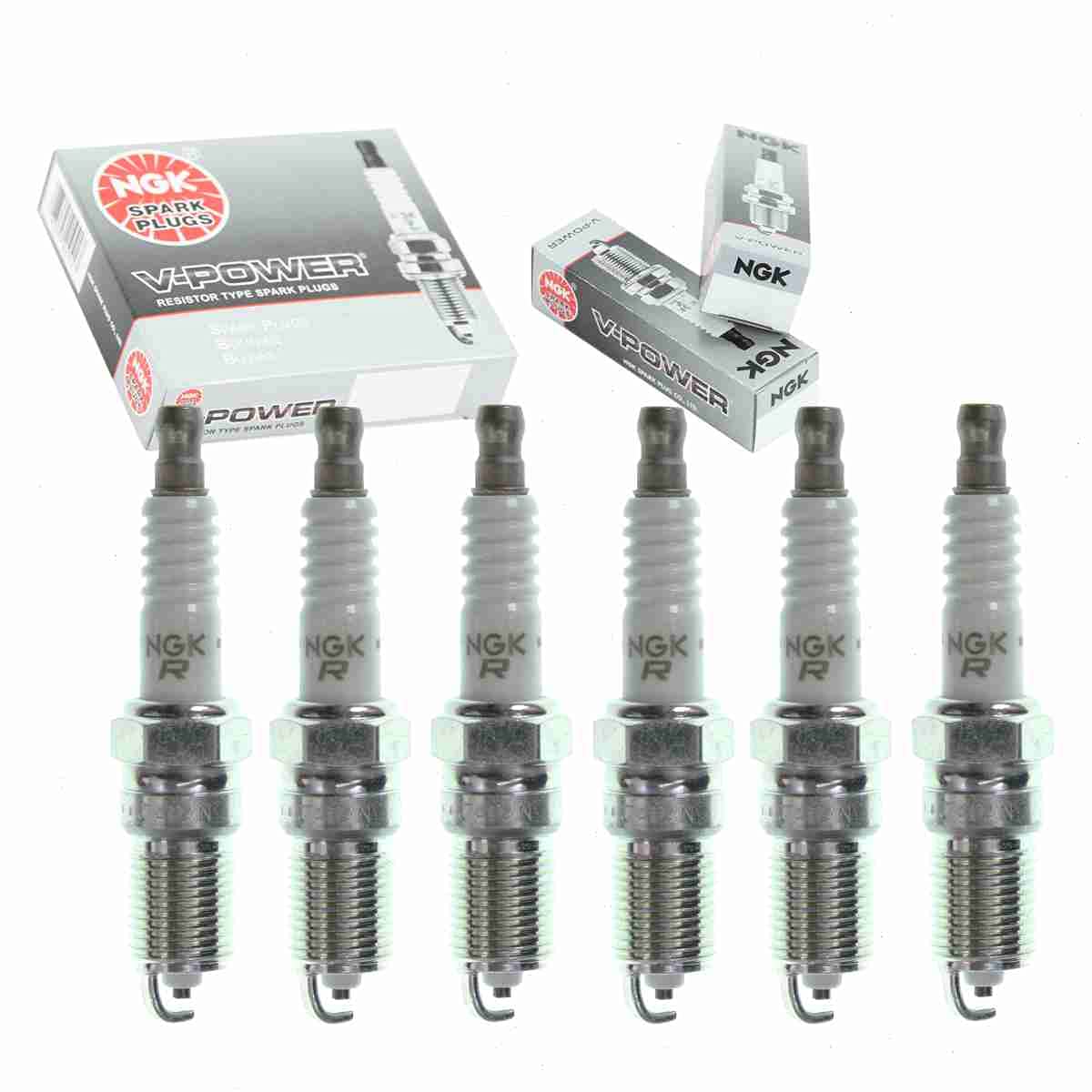 6 pc NGK V-Power Spark Plugs compatible with Chevrolet S10 4.3L V6 1996-2004