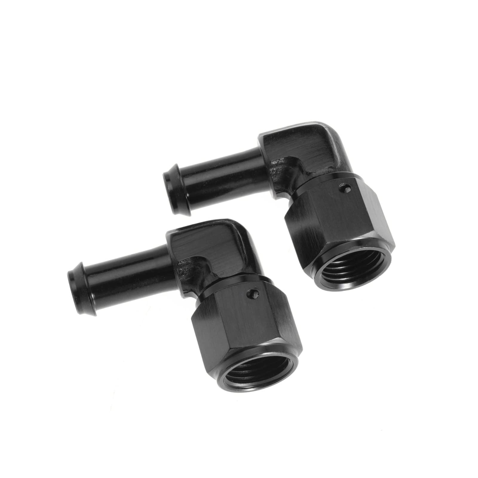 Female An6 To 3/8 Hose Fuel Fittings 90 Degree Swivel Oil Line Pipe Adapter Black 2Pcs