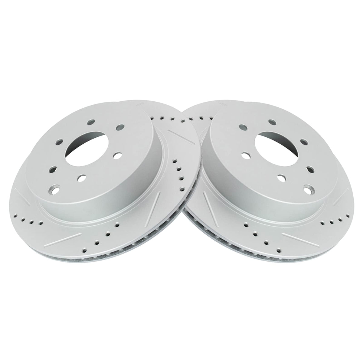 Trq Rear Brake Rotors Set Performance Premium G-Coated Slotted X Drilled Driver & Passenger Side Compatible With 2005-2012 Nissa