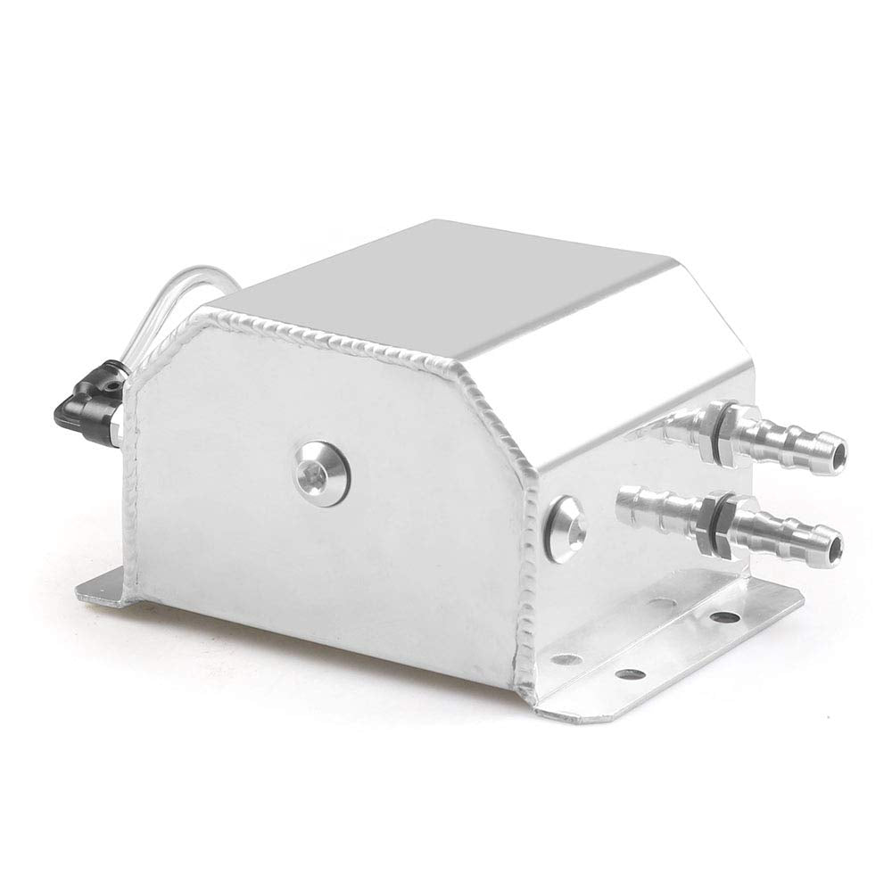Universal 1L Alloy Aluminium Engine Oil Catch Can Breather Tank (Silver)