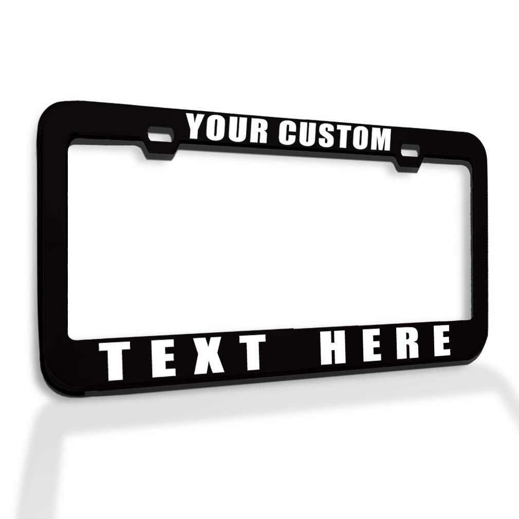 Custom License Plate Frame Custom Personalized Text Funny Metal Cute Car Accessories License Plate Holder Black 2 Holes 1 Frame