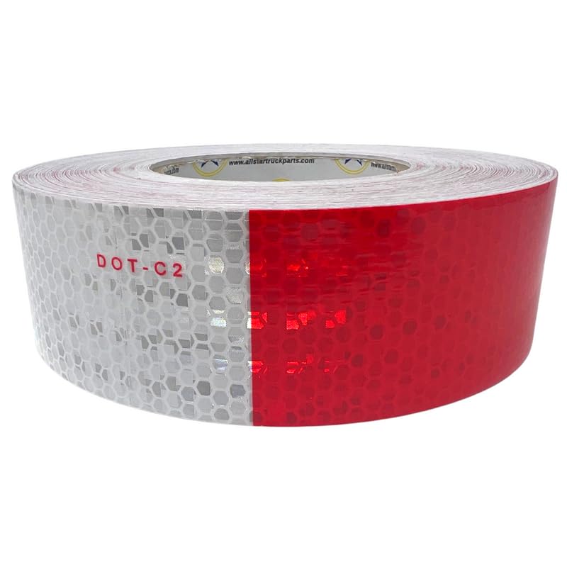 All Star Truck Parts] New 2'' x150' roll DOT-C2 Ultra Reflective Safety 6'' Red/ 6'' White Conspicuity Tape Truck Trailer Horse