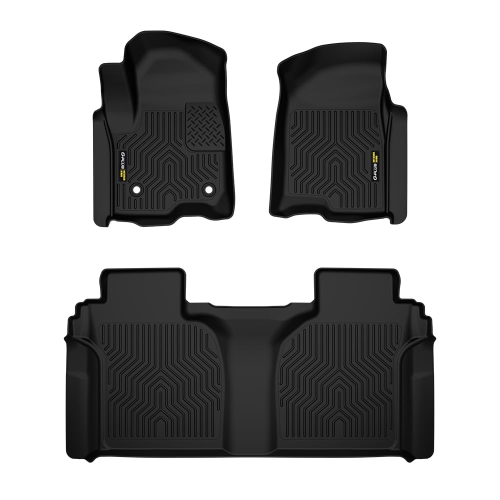 G-PLUS Floor Mats Cargo Liners, Compatible with Chevy Silverado GMC Sierra Crew Cab 2019-2024, 1st & 2nd Row 3PCS, All Weather F