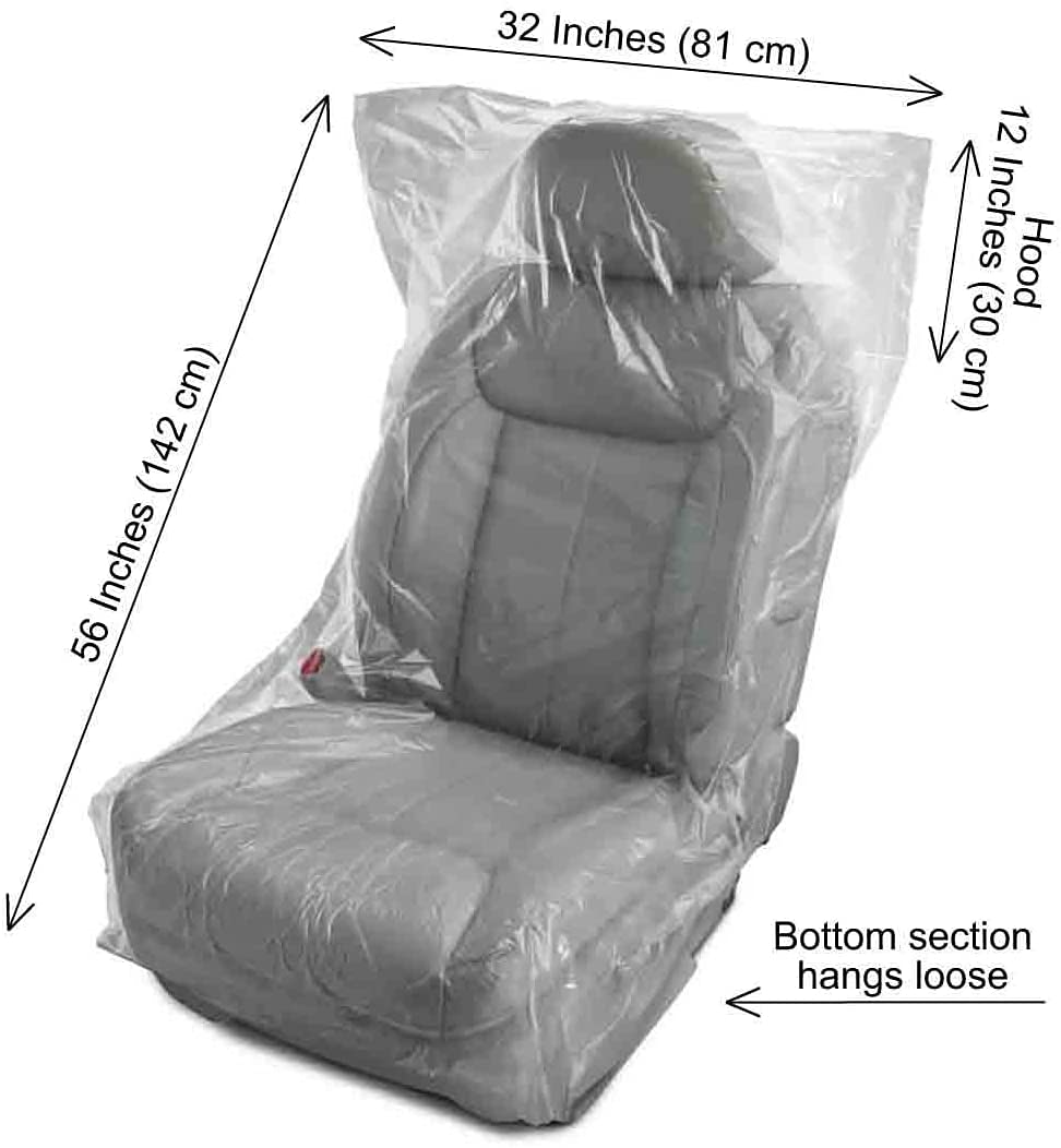 JESUNK 200 Pieces Disposable Seat Covers, Car Disposable Universal Plastic Seat Covers for Airplane Seats, Salon Chairs, Restaur