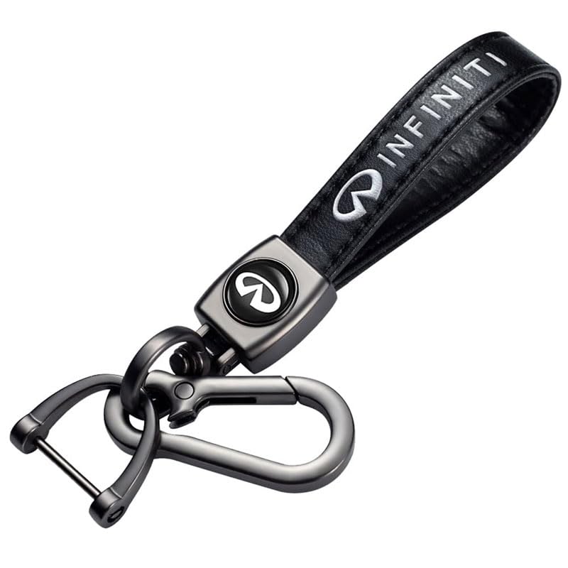 Yahmgc Leather Car Keychain Compatible with Infiniti G35 G37 Q50L QX50 Q50 QX56 Q60 QX60 QX70 Q70L QX80, Metal Car Key Ring Key 