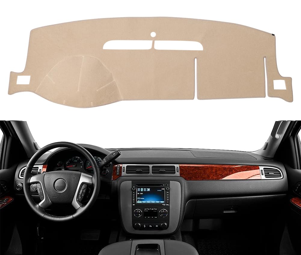 Blibliunit Dash Cover Mat Fit For 2007-2014 Chevy Tahoe Avalanche Suburban Gmc Yukon/2007-2013 Silverado Ltz Gmc Sierra Slt,Dash