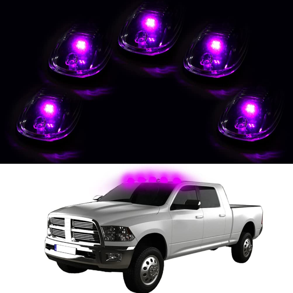Eccpp Cab Marker Light 5 Pack Smoke Cab Marker Clearance Roof Running Top Light Covers And 5 Pack T10 Purple Pink Led For 2003-2