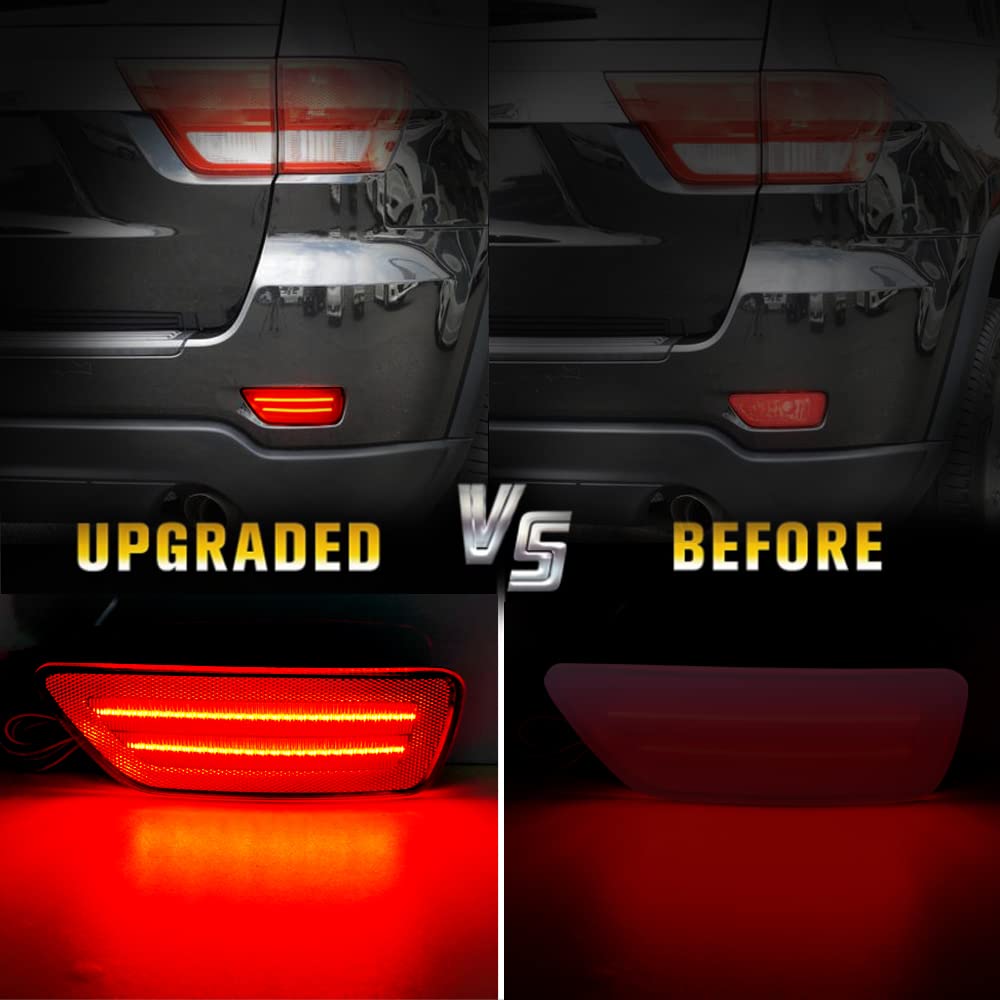 D-Lumina Rear Bumper Led Reflectors Light Lamp Assembly Fog Light Kit Compatible With Je-Ep Grand Cherokee, Compass, Patriot & D
