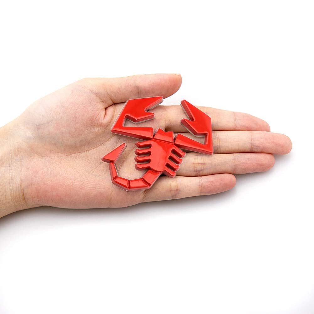 2 Pcs 3D Scorpion Emblem Badge Car Side/Rear/Front Decorations Metal Sticker Decals Logo (Red)