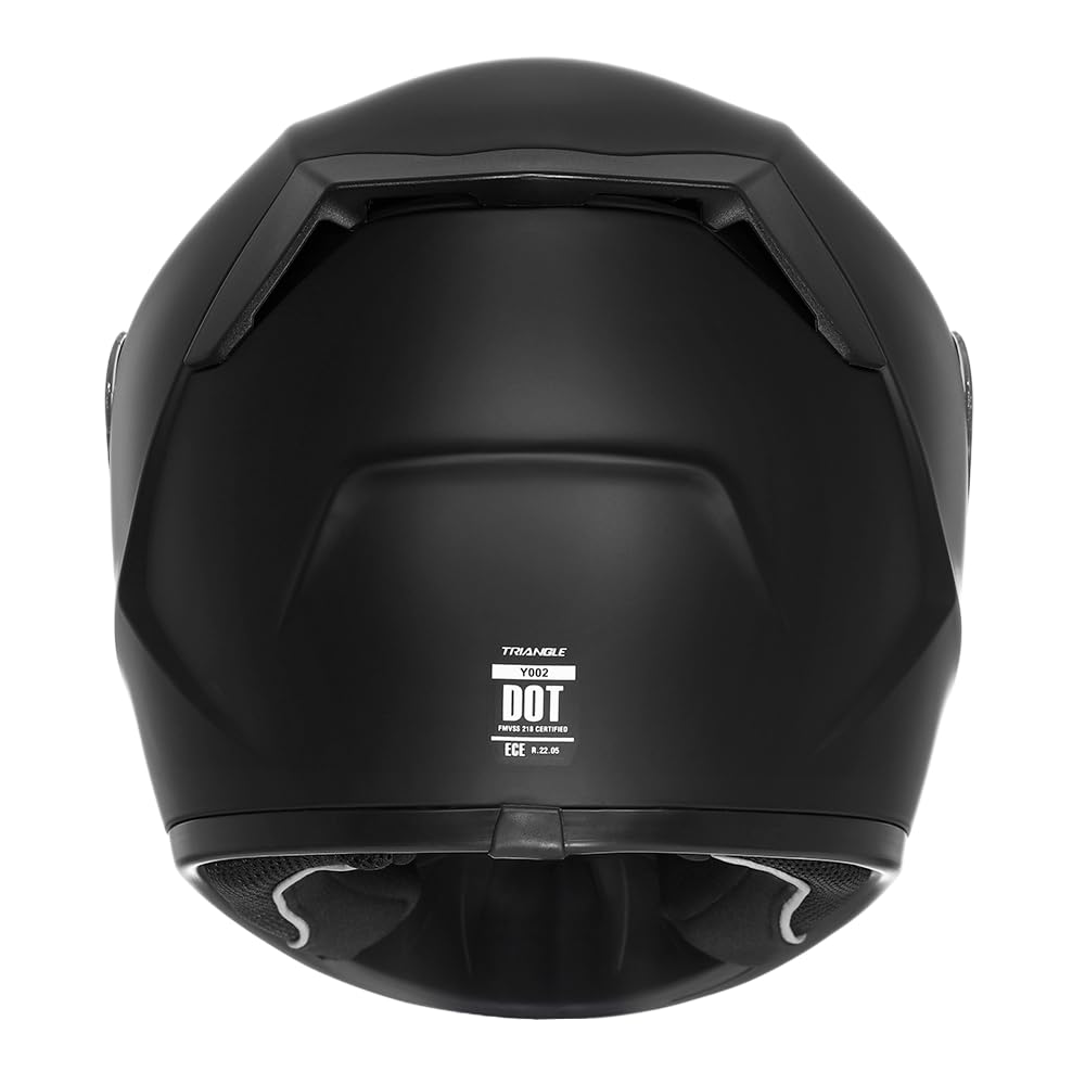 Triangle Youth Kids Full Face Helmet Motorcycle Offroad Street Bike Lightweight With 2 Visors Dot Approved (Matte Black, Medium)