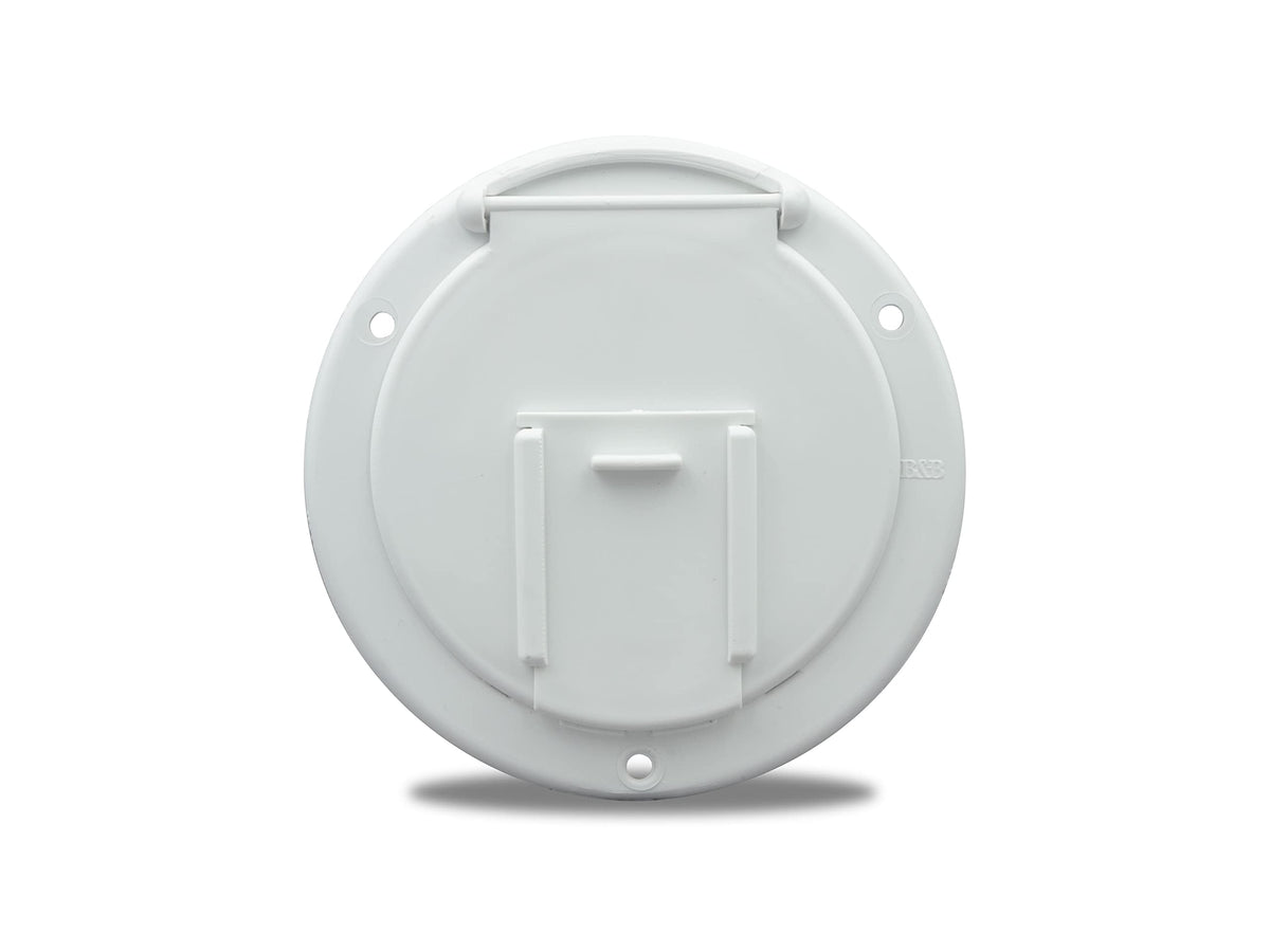 Thetford|B&B Molders Rv Replacement Parts And Accessories Camper Round Electrical Cable Cord/Jack Cover Hatch With Back Polar White Pn 94328