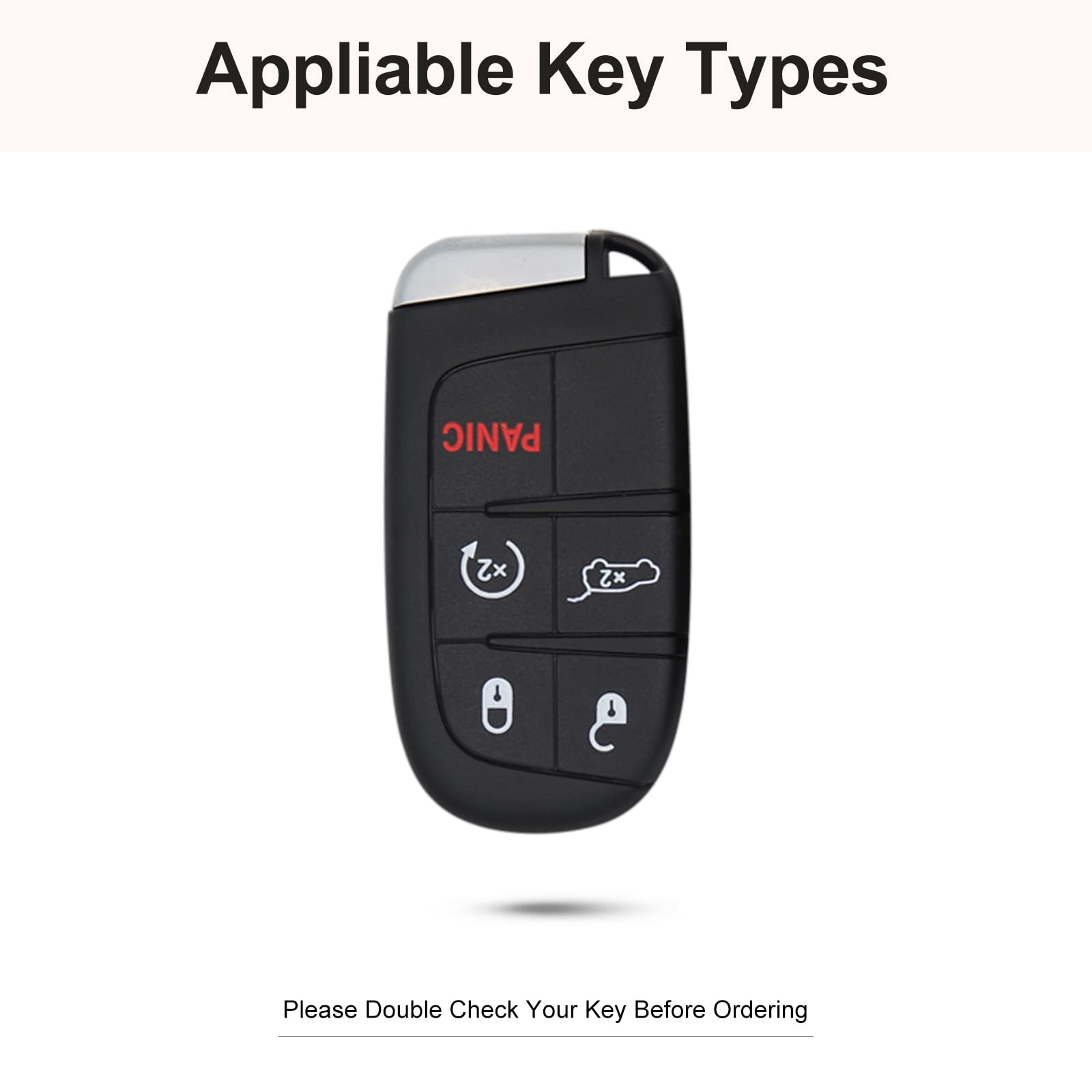 Ruabiban For Jeep Key Fob Cover With Keychain, Pink Genuine Leather Crystal Key Case Protection Shell Compatible With Jeep Smart