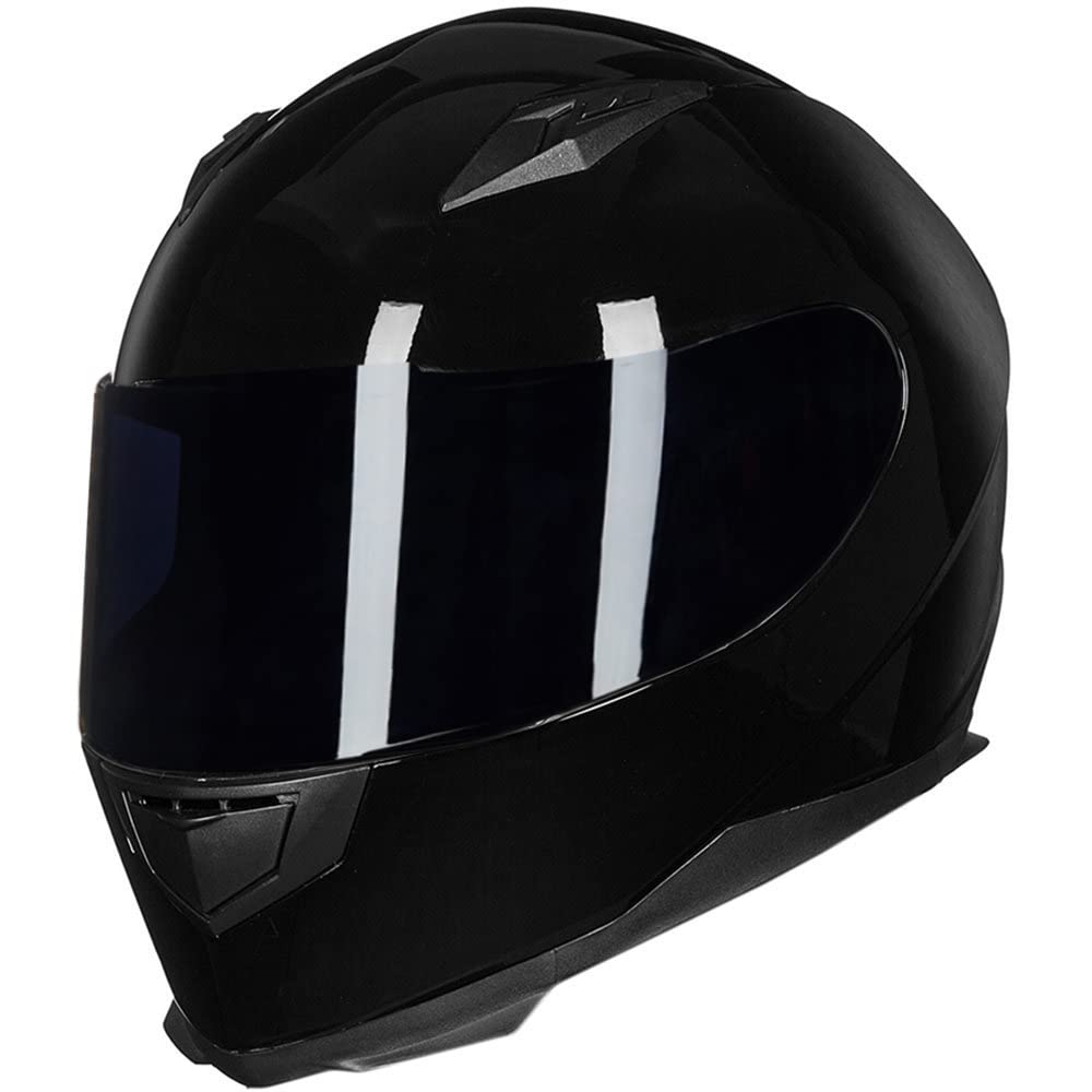 Ilm Full Face Motorcycle Street Bike Helmet With Removable Winter Neck Scarf + 2 Visors Dot Model-Jk313 (M, Gloss Black)