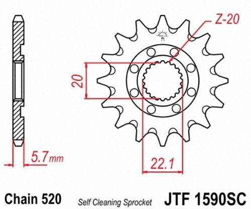 Jt Sprockets Jtf1590.13Sc 13T Steel Front Sprocket, Black