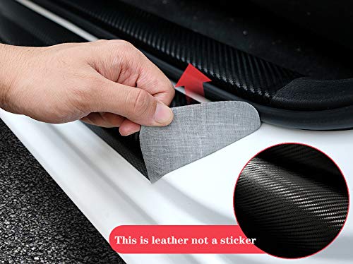 Maxmilo 4Pcs Car Door Sill Protector Reflective 4D Carbon Fiber Leather Sticker Decoration Door Entry Guard Accessories Compatib