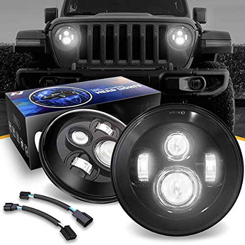 Nuvision Lighting Nvl-Hl-001 7 Inches Led Projector Headlight High Low Beam Compatible With 97-17 Jeep Wrangler Jk Tj Lj Cj 18 W