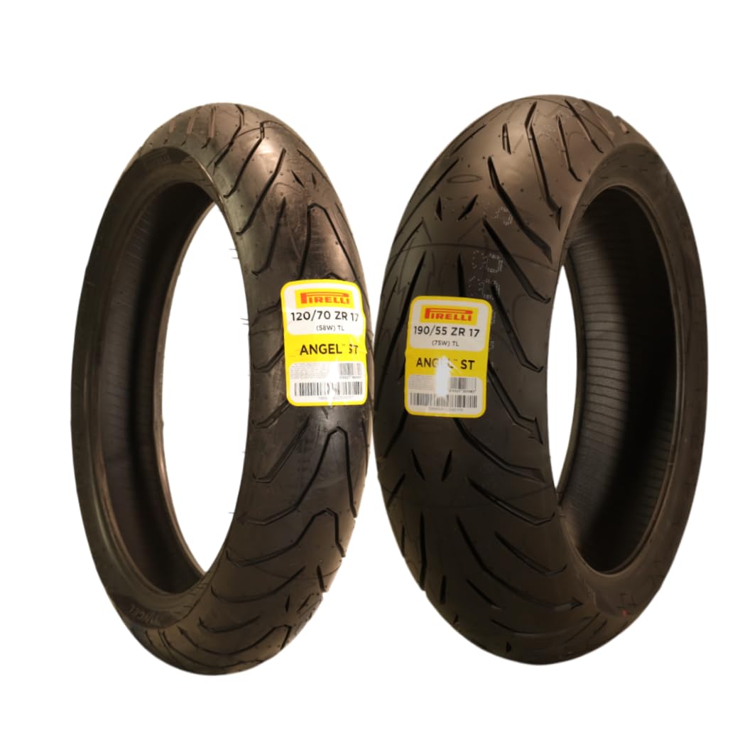 Pirelli Angel ST 120/70ZR17 (58W) Front & 190/55ZR17 (75W) Rear Motorcycle Tires - High-Performance Sport Touring Tire for Enhan