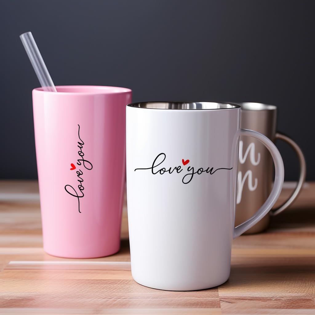 2 X Love You Rearview Decal, Love You Decal, Mirror Decals, Mirror Stickers, Cup Accessories, Water Bottle Vinyl Stickers, Rear