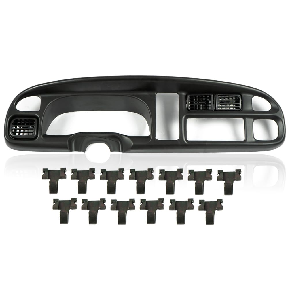 Pit66 Dash Board Bezel Cover Compatible With 1998 1999 2000 2001 2002 Dodge Ram 1500 2500 3500 Instrument Panel Cover W/Vents