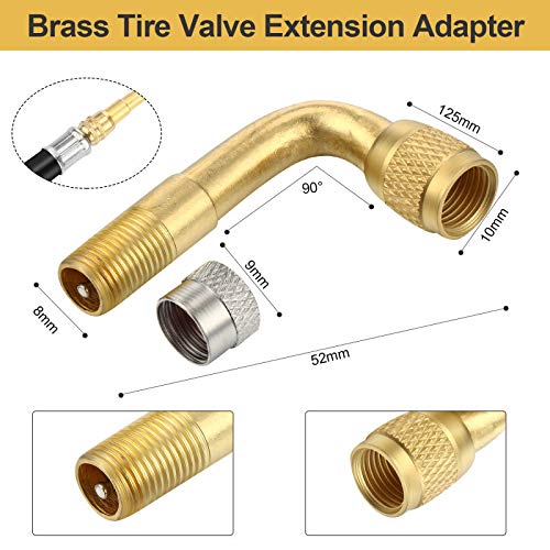 Mudder 2 Pieces 8.25 Inch Flexible Tire Valve Extension Adaptor And 2 Pieces 90 Degree Tyre Valve Extension Adaptor For Universa