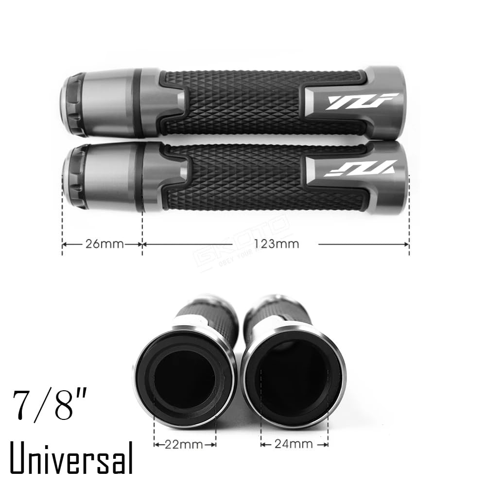Universal 7/8'' 22mm Motorcycle Powersports Handlebar Grips for Yamaha YZF 600R R1 1998-2019,R3 2015-2019,R6 1999-2019,R6S 2006-