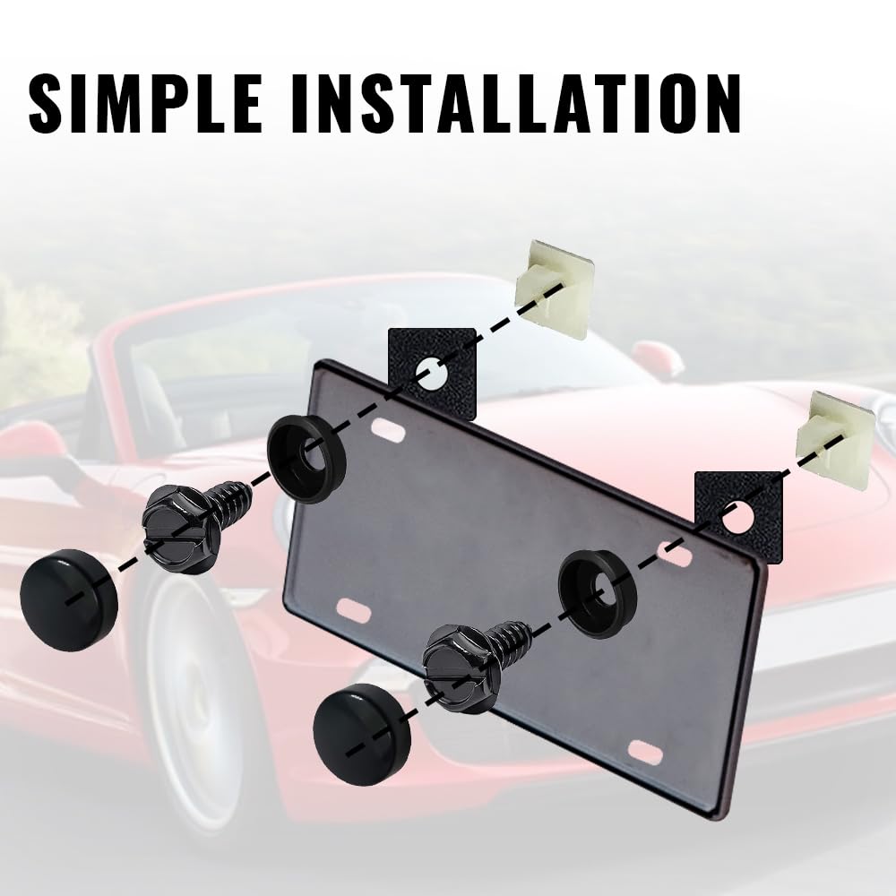 8Sets Stainless Steel License Plate Screws - Rust-Proof & Anti-Rattle Bolts For Car Front & Rear Frame Holder Mounting