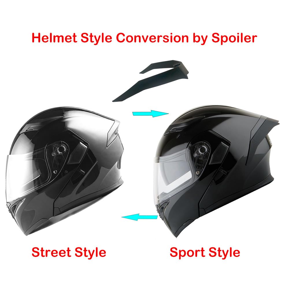 1Storm Motorcycle Modular Full Face Helmet Flip Up Dual Visor Sun Shield: Hb89 Glossy Black