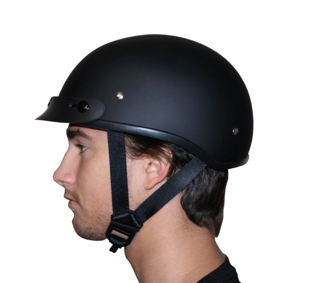 Daytona Helmets Half Skull Cap Motorcycle Helmet - Dot Approved Hi-Gloss Black] L] Wvisor]