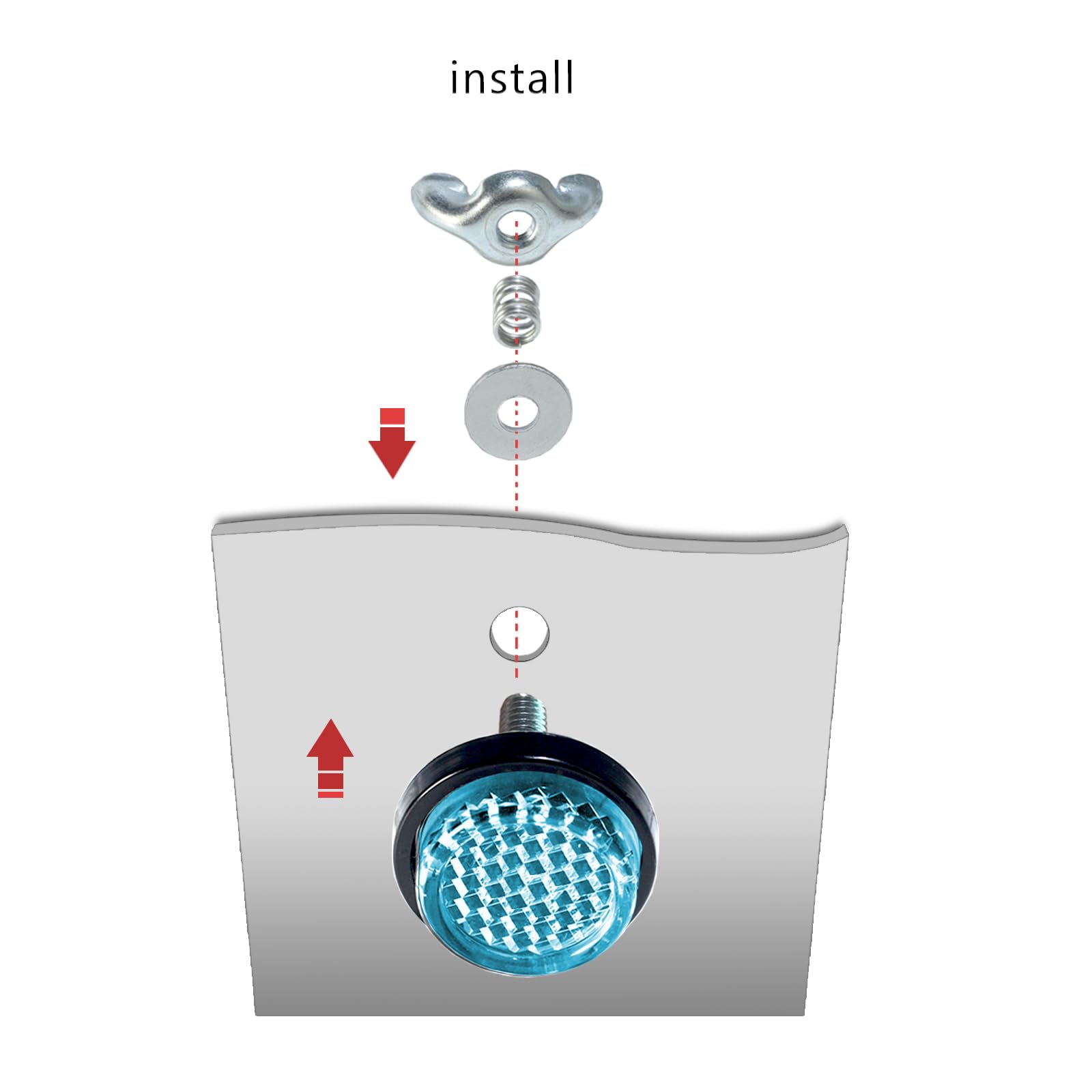 Blue Reflector Motorcycle License Plate Bolts And Nuts