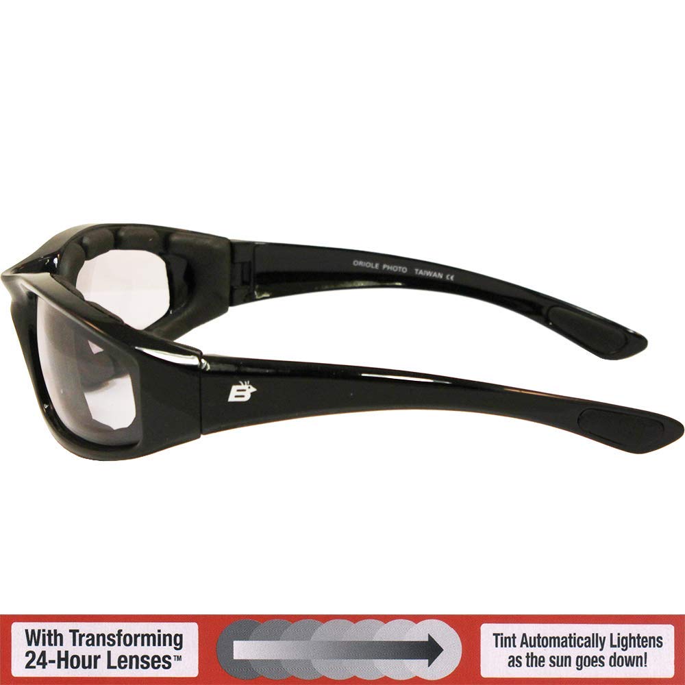 Birdz Eyewear Oriolephoto Oriole Padded Motorcycle Glasses (Black Frame/Clear-Smoke Lens)