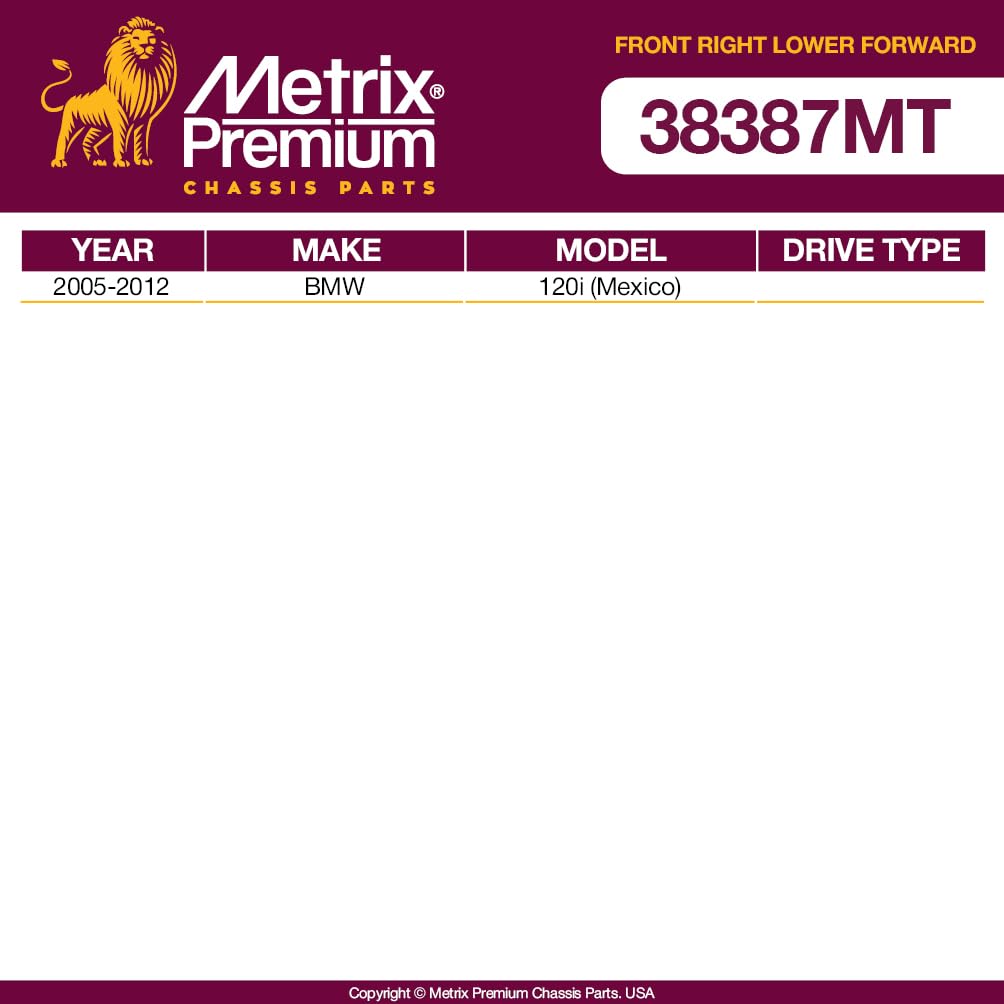 Metrix Premium Chassis Parts - Front Right Lower Forward Control Arm W Ball Joint & Bushing Assembly Fits 13 Bmw 135Is, 13 325I