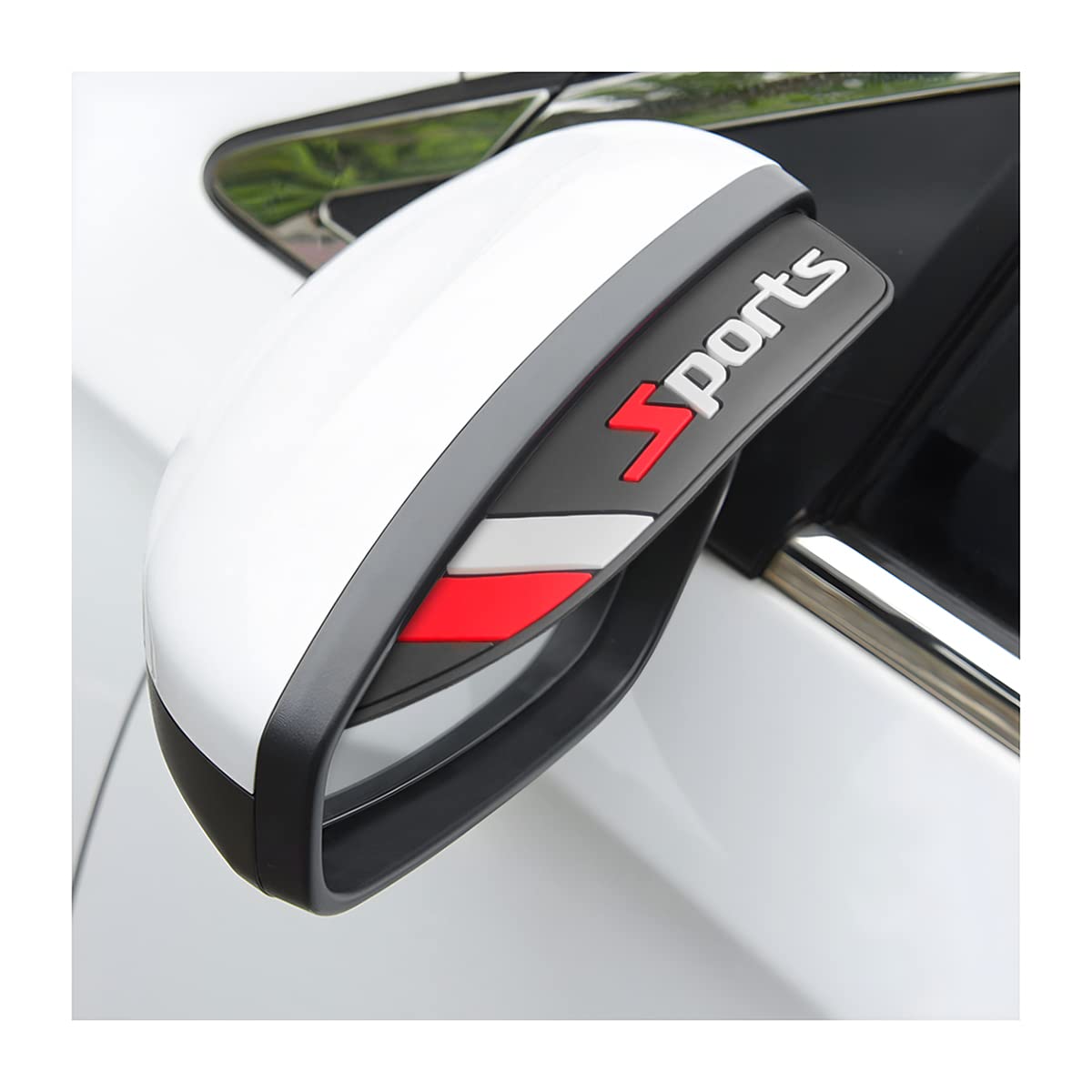 2Pcs Rear View Mirror Rain Eyebrows, Waterproof Pvc Auto Side Mirror Rainproof Guard, Sports Visor Smoke Cover, Universal Exterior Accessories For Most Cars (Sport/Red)