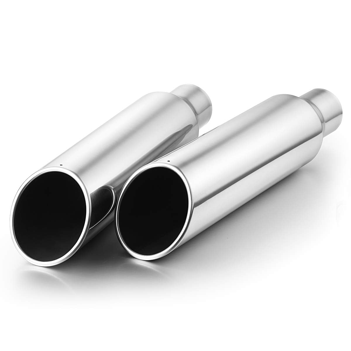 2.5'' Inlet Exhaust Tip 2Pcs, A-KARCK Polished Exhaust Tailpipe Tip 2.5'' Inlet 4'' Outlet 18'' Long Weld On Stainless Steel Pro