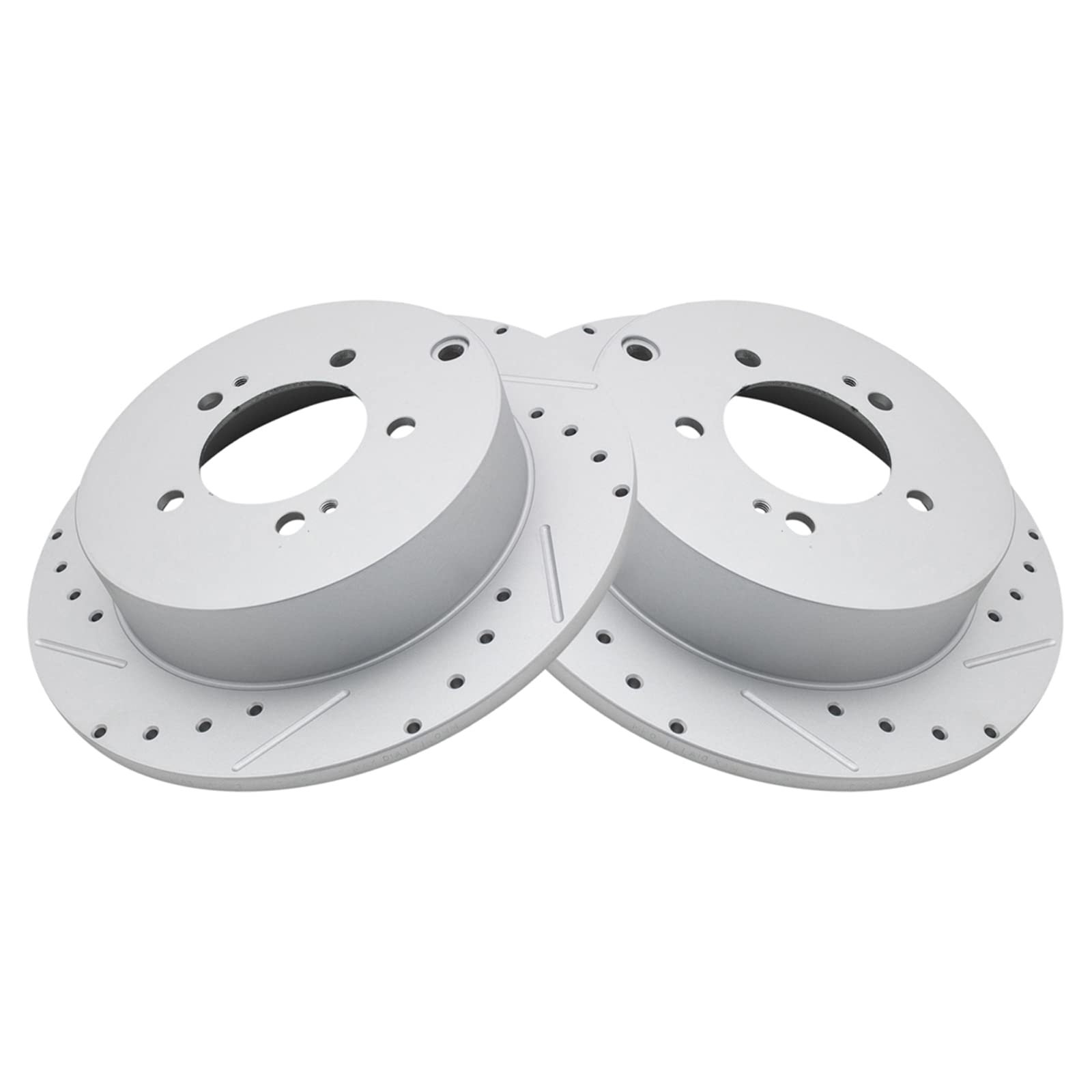 Trq Rear Performance Brake Rotors Set Solid Premium G-Coated Cross Drilled & Slotted Compatible With 2009-2015 Mitsubishi Lancer