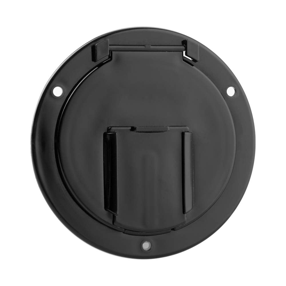 Halotronics Rv 4 3/4-Inch Round Electrical Cable Hatch For 30 And 50 Amp Cords (Black)